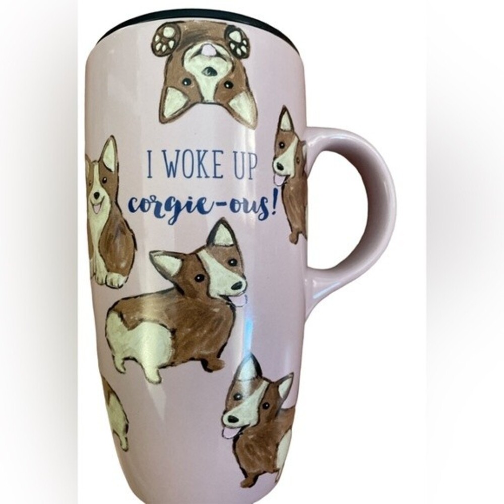 Corgi - "| Woke Up Corgie-ous!" Travel Mug w/Lid